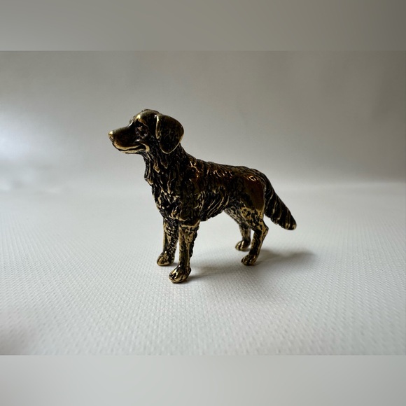 Small Miniature Solid Brass Hunting Dog Retriever Figurine 2” Long by 1.5” Tall - Picture 6 of 7
